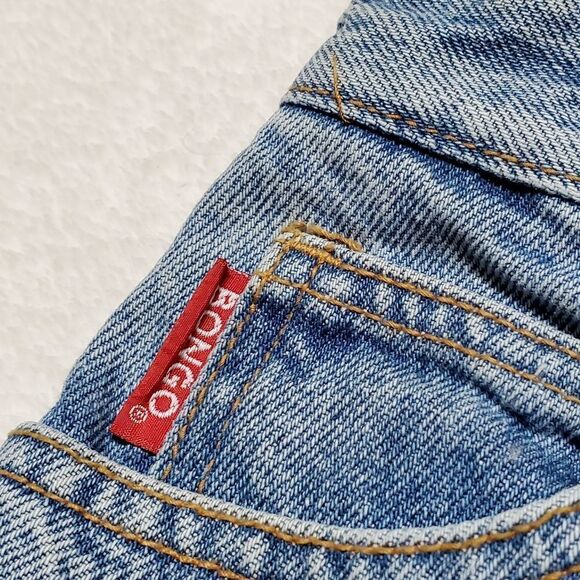 VINTAGE 1980s Bongo Light Stone Wash High Waisted Slim Tapered Skinny Leg Jeans - Picture 12 of 16